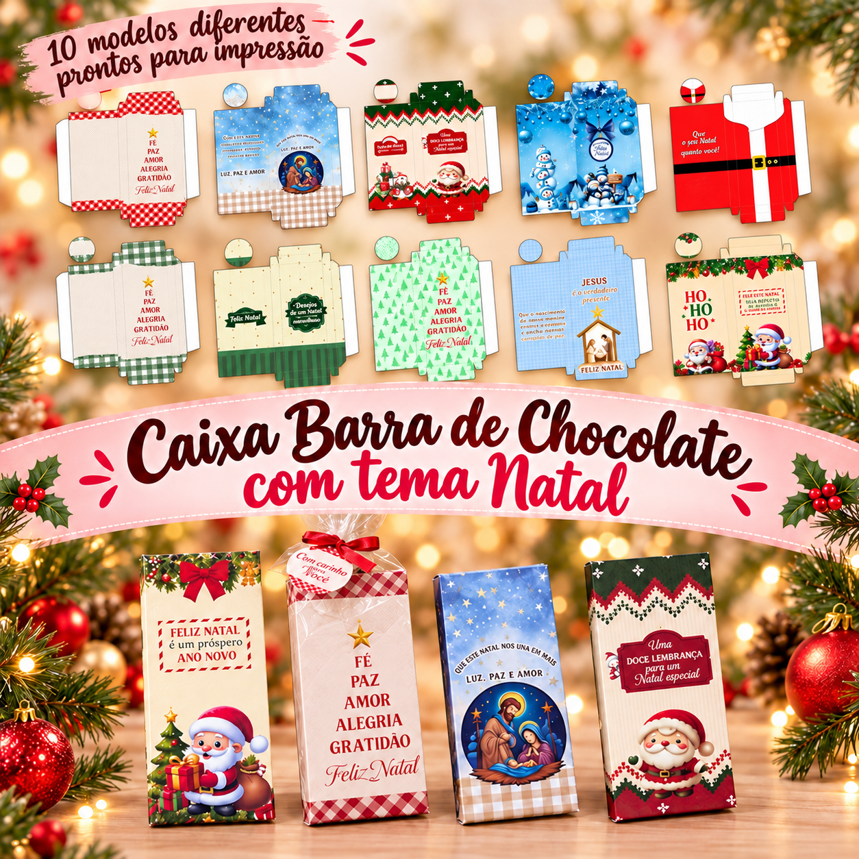 Kit Barras de Chocolate Natal